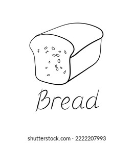 Bread illustration and hand-written inscription. Vector logo.
