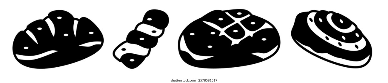 Bread illustration. Bread icon vector set. Design for business. Stock vector.