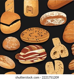 Caricatura de dibujo del vector de ilustración de pan