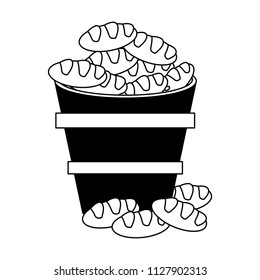Bread isnide bucket in black and white