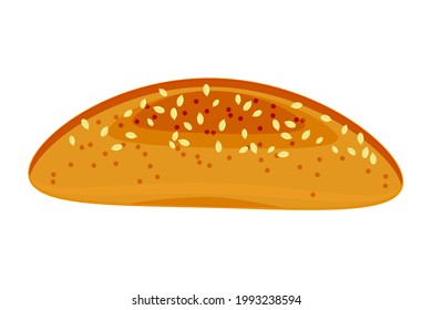 Brot einzeln auf weißem Hintergrund. Kartoon-Brotsymbol. Bakeshop-Schild. Bäckereisymbol. Konditoretikett. Bäckereien. Mehl zum Essen. Heiße Hundebun oder Brot. Stock-Vektorgrafik