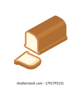 Bread Isometric Flat Icon Illustration Isolated in White