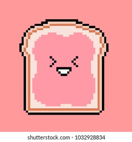 Bread and jam in cartoon style.Vector illustration bread and jam in pixel art