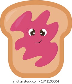 Bread with jam , illustration, vector on white background
