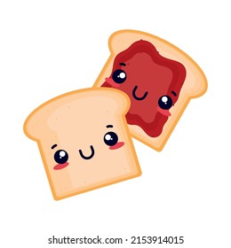 bread with jam kawaii icon isolated