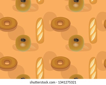 Bread Kind Anpan Bagel Baguette Orange Background Seamless Wallpaper