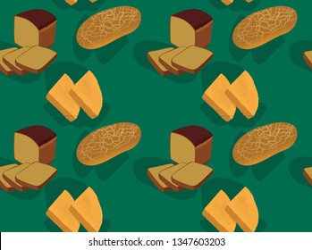 Bread Kind Borodinsky Bammy Tiger Green Background Seamless Wallpaper