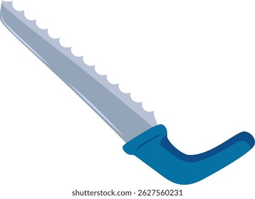 Bread knife featuring a blue handle, expertly cutting through slices of various bread types. Perfectly suited for bakeries, restaurants, and home kitchens alike
