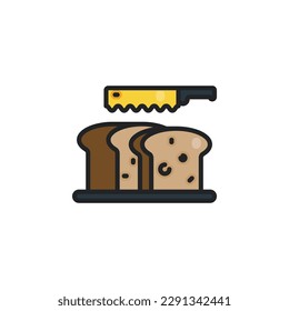 Bread knife filled outline icons. Vector illustration. Isolated icon suitable for web, infographics, interface and apps.