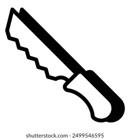 Bread knife icon, Bread cutting tool vector with shadow style