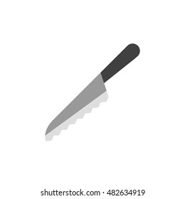 Bread knife icon in flat color style. Food kitchen household baking breakfast meal