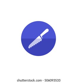 Bread knife icon in flat color circle style. kitchen utensil