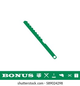 Bread knife icon flat. Green pictogram on white background. Vector illustration symbol and bonus button
