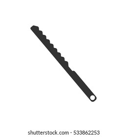 Bread knife icon flat. Illustration isolated on white background. Vector grey sign symbol