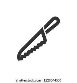 Bread knife icon in thick outline style. Black and white monochrome vector illustration.