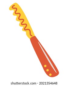 Bread knife. kitchen utensils. Cartoon Flat vector illustration isolated on white background.