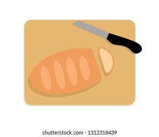 bread and knife on the board, icon