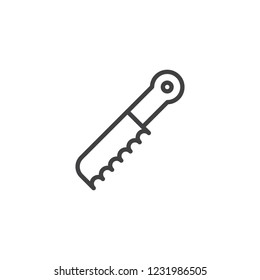 Bread knife outline icon. linear style sign for mobile concept and web design. Kitchen knife simple line vector icon. Symbol, logo illustration. Pixel perfect vector graphics