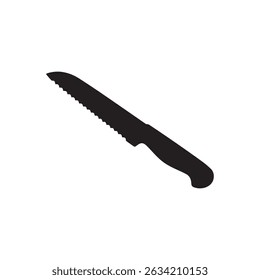 Bread knife silhouette vector flat illustration on white background.