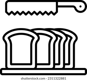 Cuchillos de pan diseño de icono de línea vectorial, símbolo de panadería y orfebrería, signo de Cuisine Maestro, ilustración de stock de conocedor de comida, cuchillo sembrado con concepto de pan integral