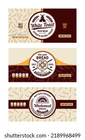Bread labels in modern style. Vector bakery illustrations and cereal crops patterns