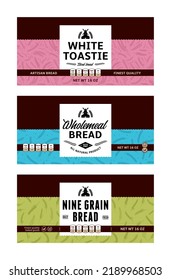 Bread labels in modern style. Vector bakery illustrations and cereal crops patterns