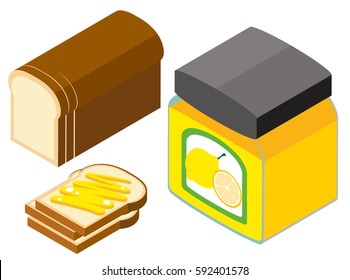 Bread and lemon jam illustration