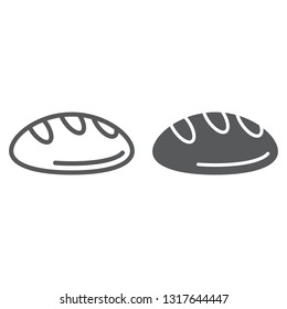 Bread line and glyph icon, bakery and food, pastry sign, vector graphics, a linear pattern on a white background, eps 10.