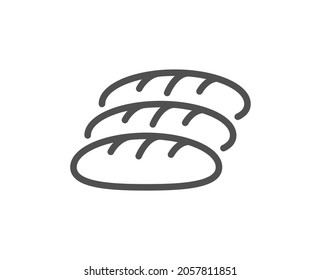 Bread line icon. Bakery food sign. Pastry baguette symbol. Quality design element. Line style bread icon. Editable stroke. Vector