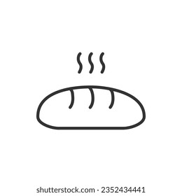 Bread line icon with editable stroke. Outline bakery symbol. Food vector illustration isolated on a white background.