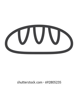 Bread line icon, food and drink, bakery sign vector graphics, a linear pattern on a white background, eps 10.