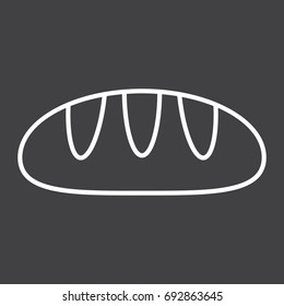 Bread line icon, food and drink, bakery sign vector graphics, a linear pattern on a black background, eps 10.