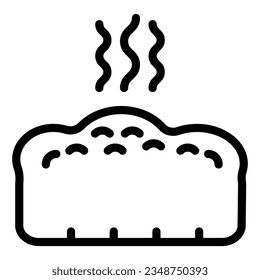 Bread line icon. Hot Bread loaf with steam illustration isolated on white. Hot toast bread bakery logo outline style designed for and app. Eps 10.