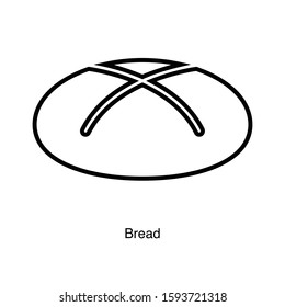 Bread linear icon vector on white background. Food black icon illustration