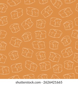 Bread loaf background. Bread seamless pattern. Hand drawn bread loaf bakery motif sketch