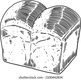 Brotlaf in Scheiben geschnitten Handzeilengrafik Illustration
