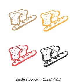 Bread Loaf Bakery Bun icon, bread slices icon, Bread icon, French bread icon logo vector icons in multiple colors