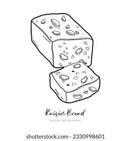 Bread loaf cake dessert outline vector design on white background