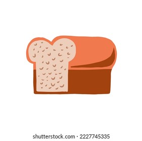 Bread loaf cartoon hand drawn design vector. Family food symbol.
