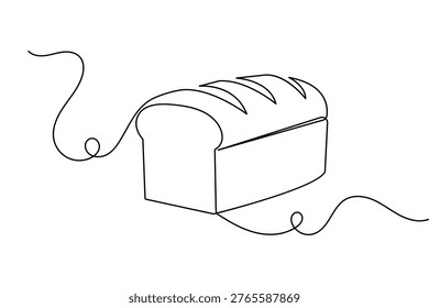 Bread loaf continuous line art minimalist style isolated outline vector illustration for bakery