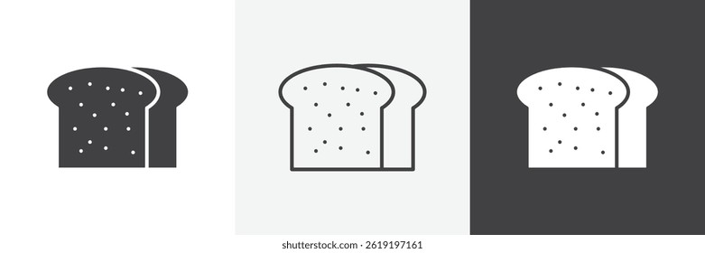 Bread Loaf flat and liner vector icons set