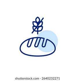 Bread loaf and gluten free symbol. Dietary restrictions, food labelling. Pixel perfect, editable stroke vector icon