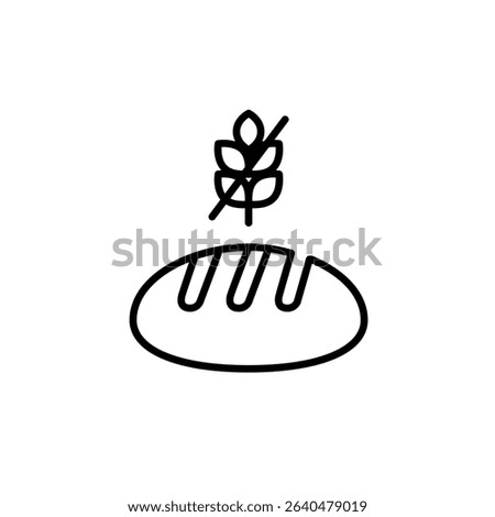Bread loaf and gluten free symbol. Dietary restrictions, food labelling. Pixel perfect, editable stroke vector icon