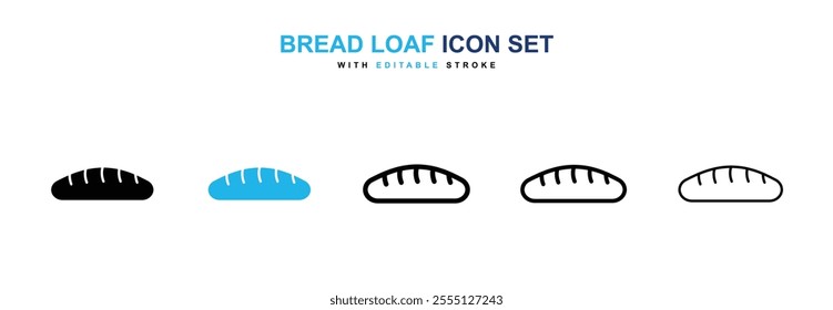 Bread loaf icon collection in black and blue colors