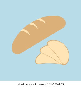 Bread Loaf Icon on the blue background. Vector illustration