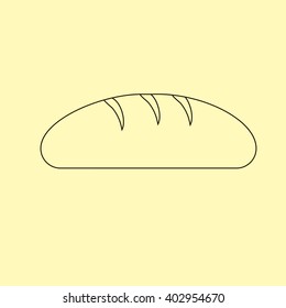 Bread Loaf Icon on the yellow background. Vector illustration