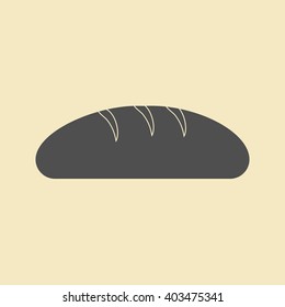 Bread Loaf Icon on the yellow background. Vector illustration