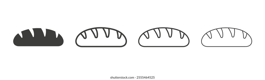 Bread loaf icon pack. vector illustration