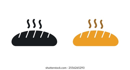 Bread loaf icon set in black and colored versions.