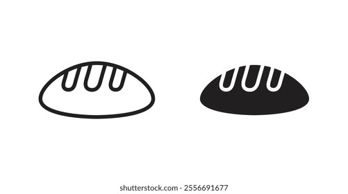 Bread loaf icon set in Thin line black color.